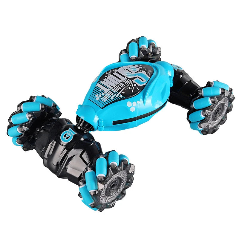 Toy robot with blue and black design on a white background