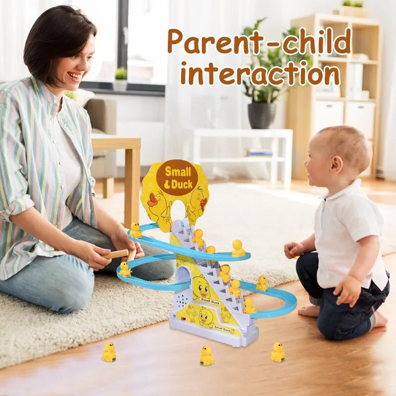 A playful climbing and sliding duck scene perfect for playroom entertainment.