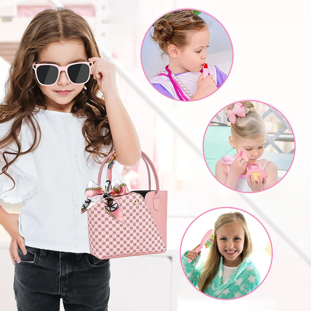 Simulation Girls Handbag Toy, 1 Box Pretend Play Phone & Wallet & Makeup Toy & Other Accessories, Birthday Gift for Girls, Kids Vanity