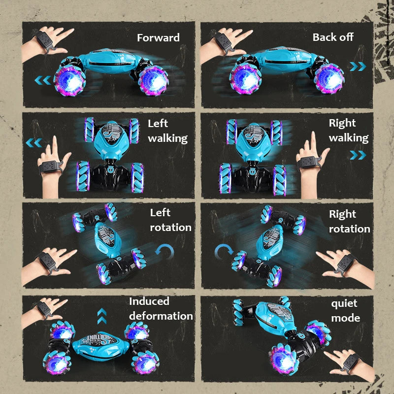4WD RC Stunt Car with Gesture Control & LED Lights