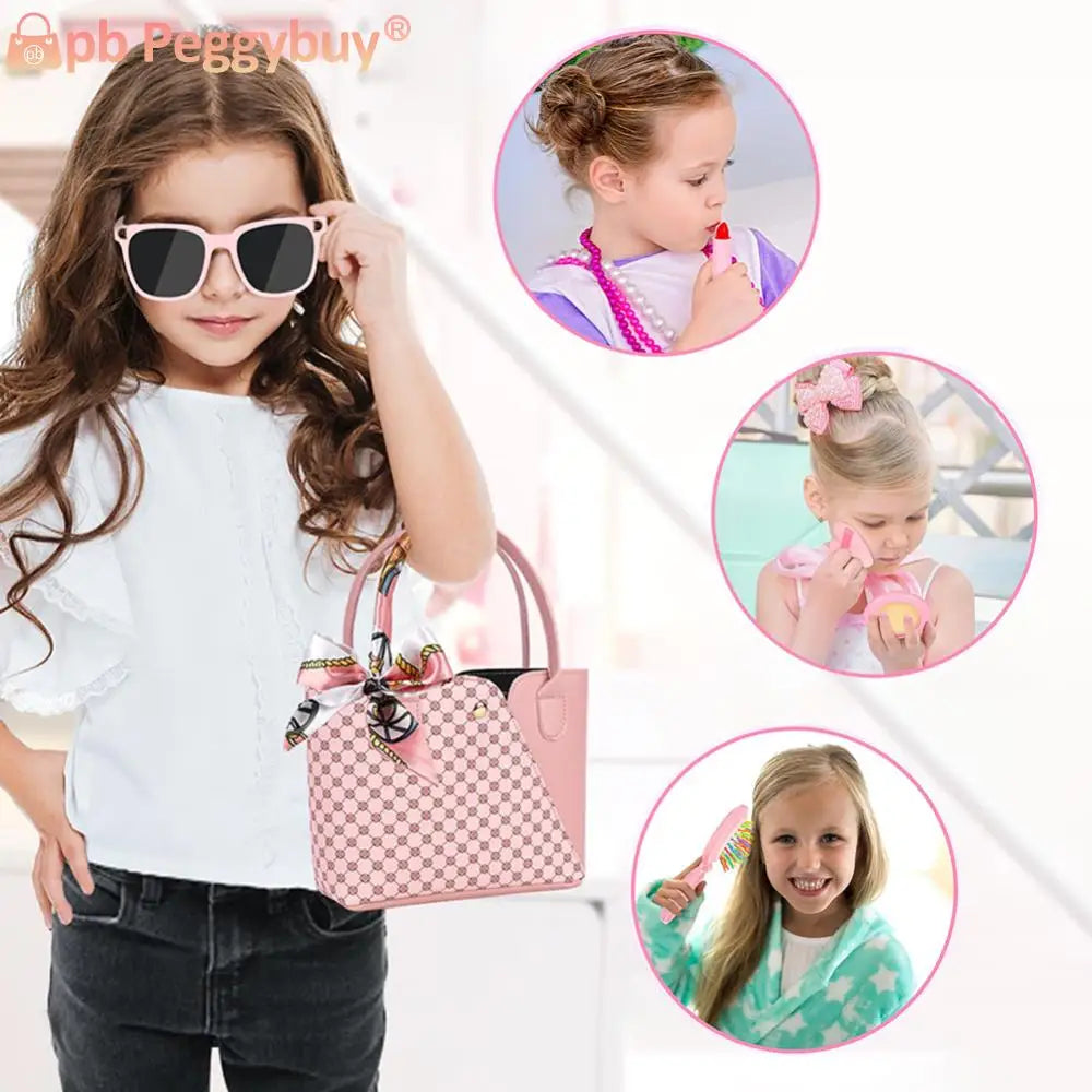 Simulation Girls Handbag Toy, 1 Box Pretend Play Phone & Wallet & Makeup Toy & Other Accessories, Birthday Gift for Girls, Kids Vanity