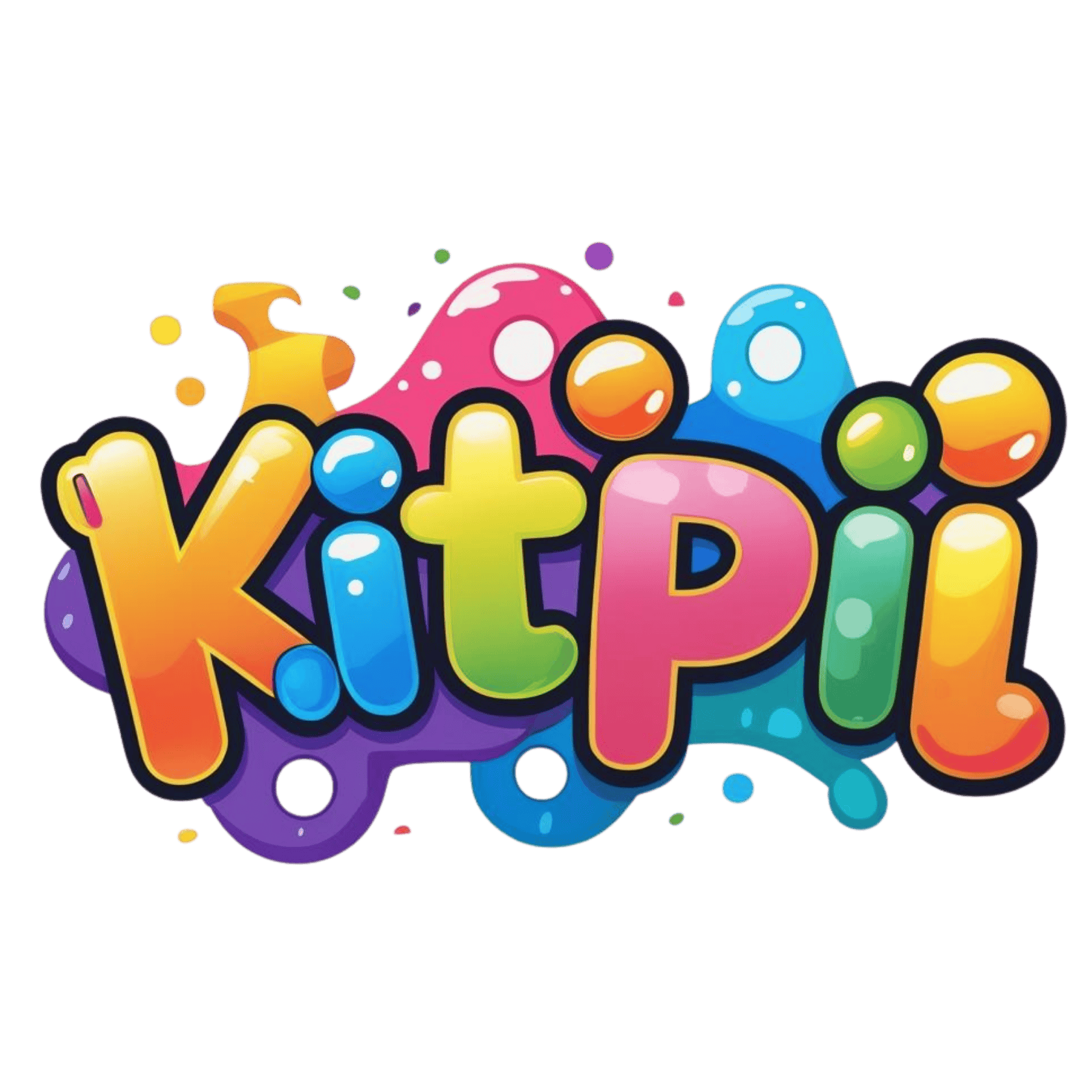 Colorful Kitpi logo in playful bubble style for children's toy brand.